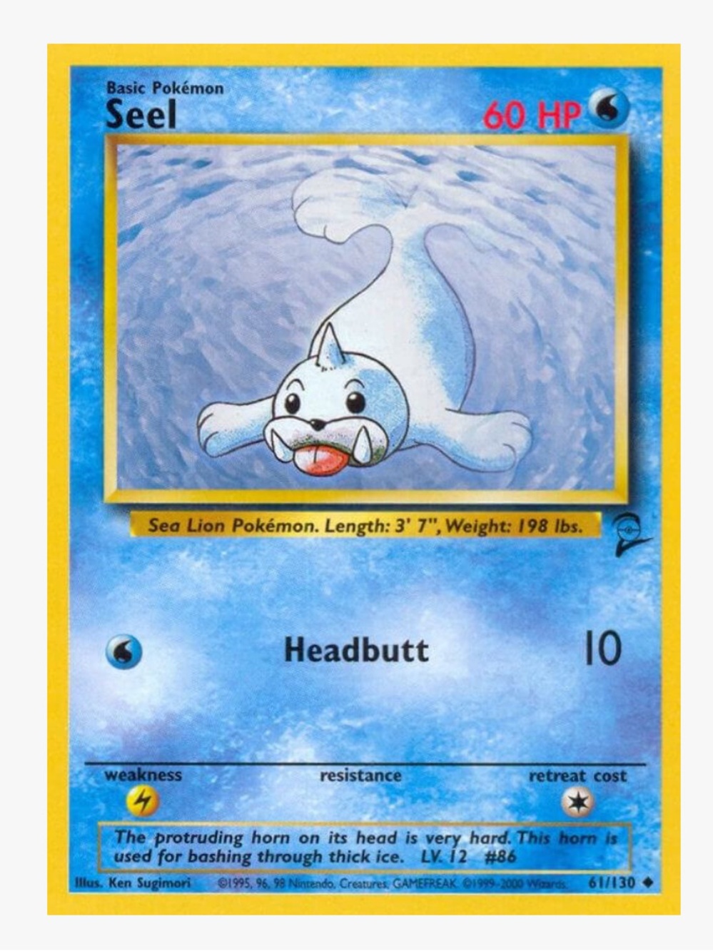 Seel Base Set 2 Pokemon Trading Card
